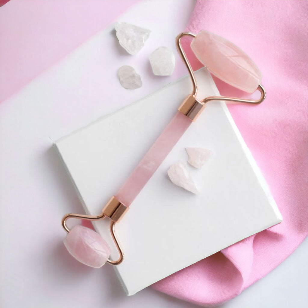 Rodillo Piedras Preciosas para Cara- Cuarzo rosa