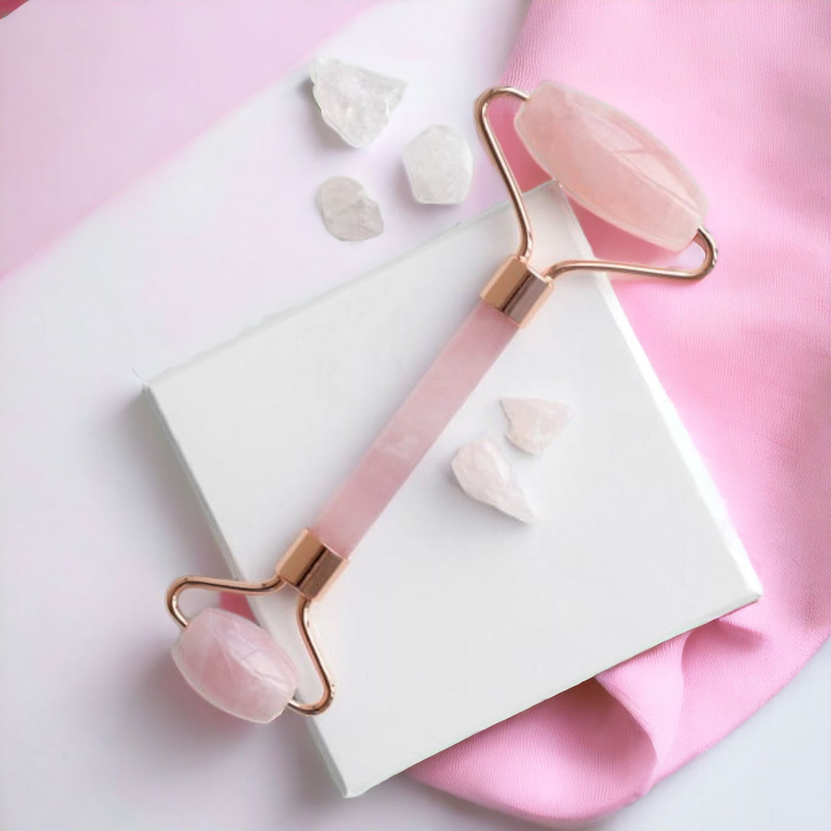 Rodillo Piedras Preciosas para Cara- Cuarzo rosa