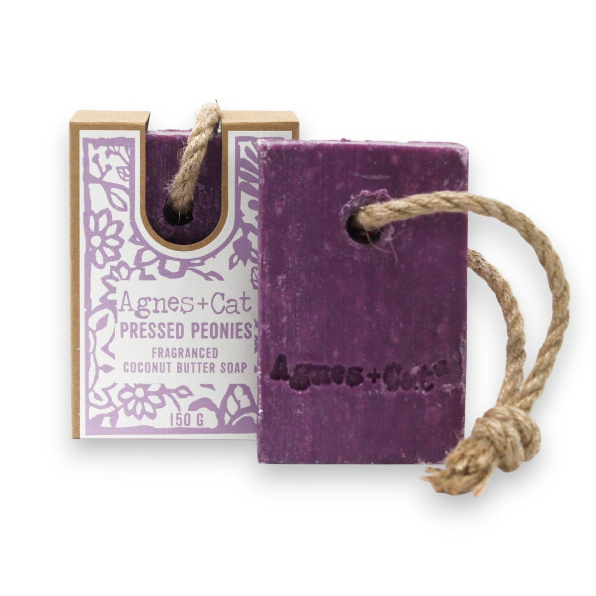 Jabón Artesanal con Cordón - Peonias Prensadas