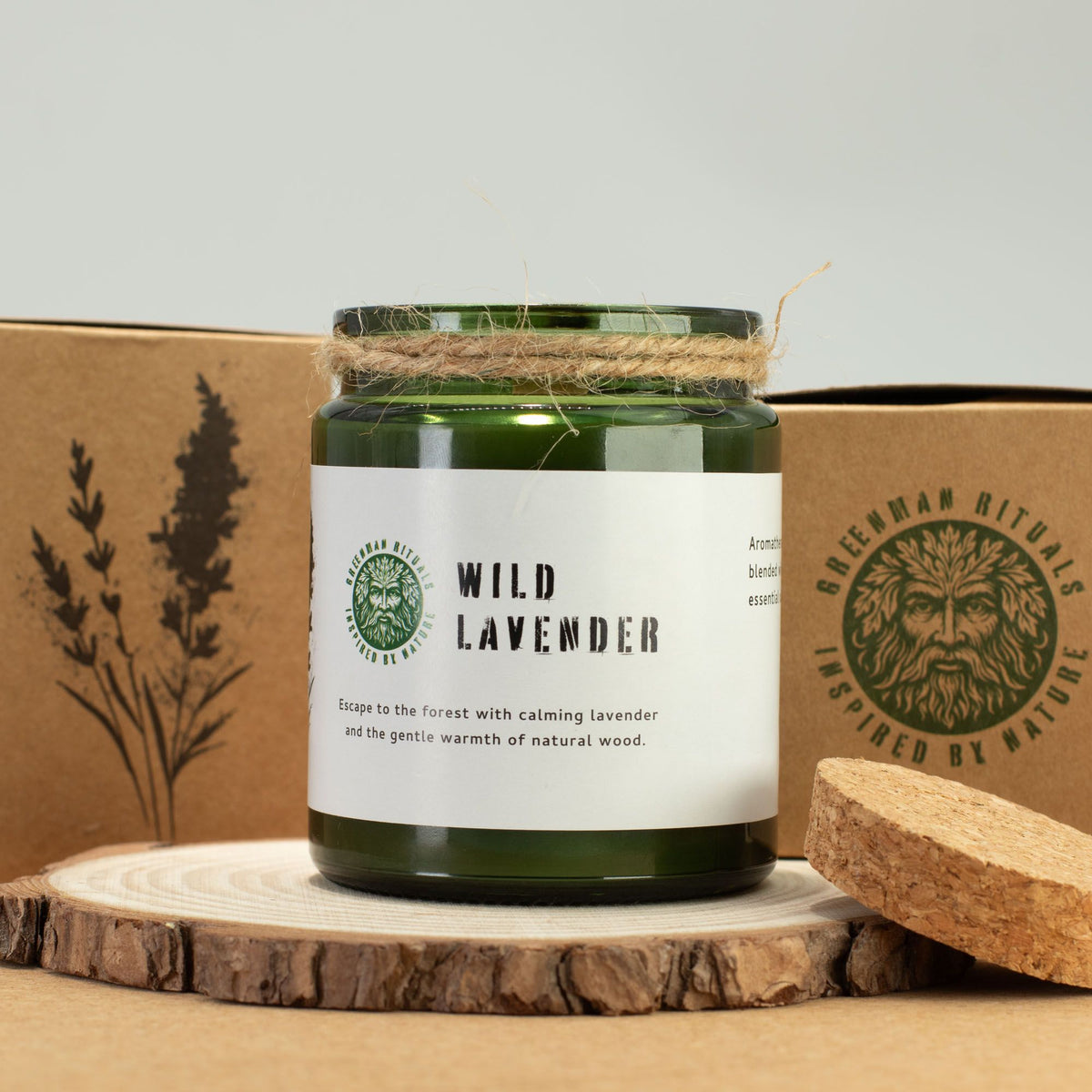 Vela de soja Woodwick3 Lavanda Silvestre · Greenman