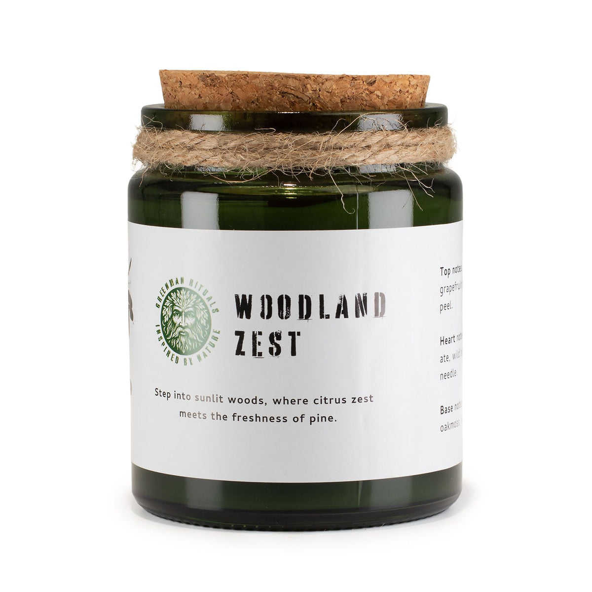 Vela de soja Woodwick · Esencia del bosque · Greenman