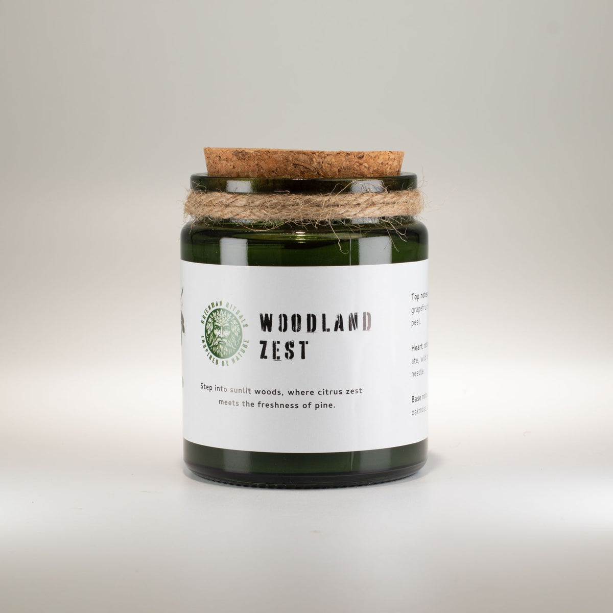 Vela de soja Woodwick · Esencia del bosque · Greenman