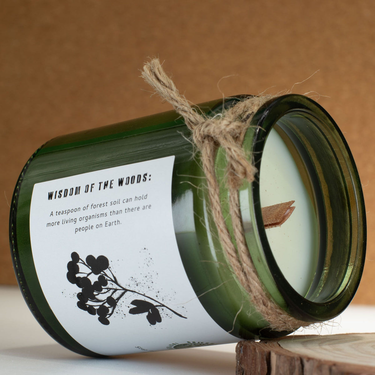 Vela de soja Woodwick · Esencia del bosque · Greenman